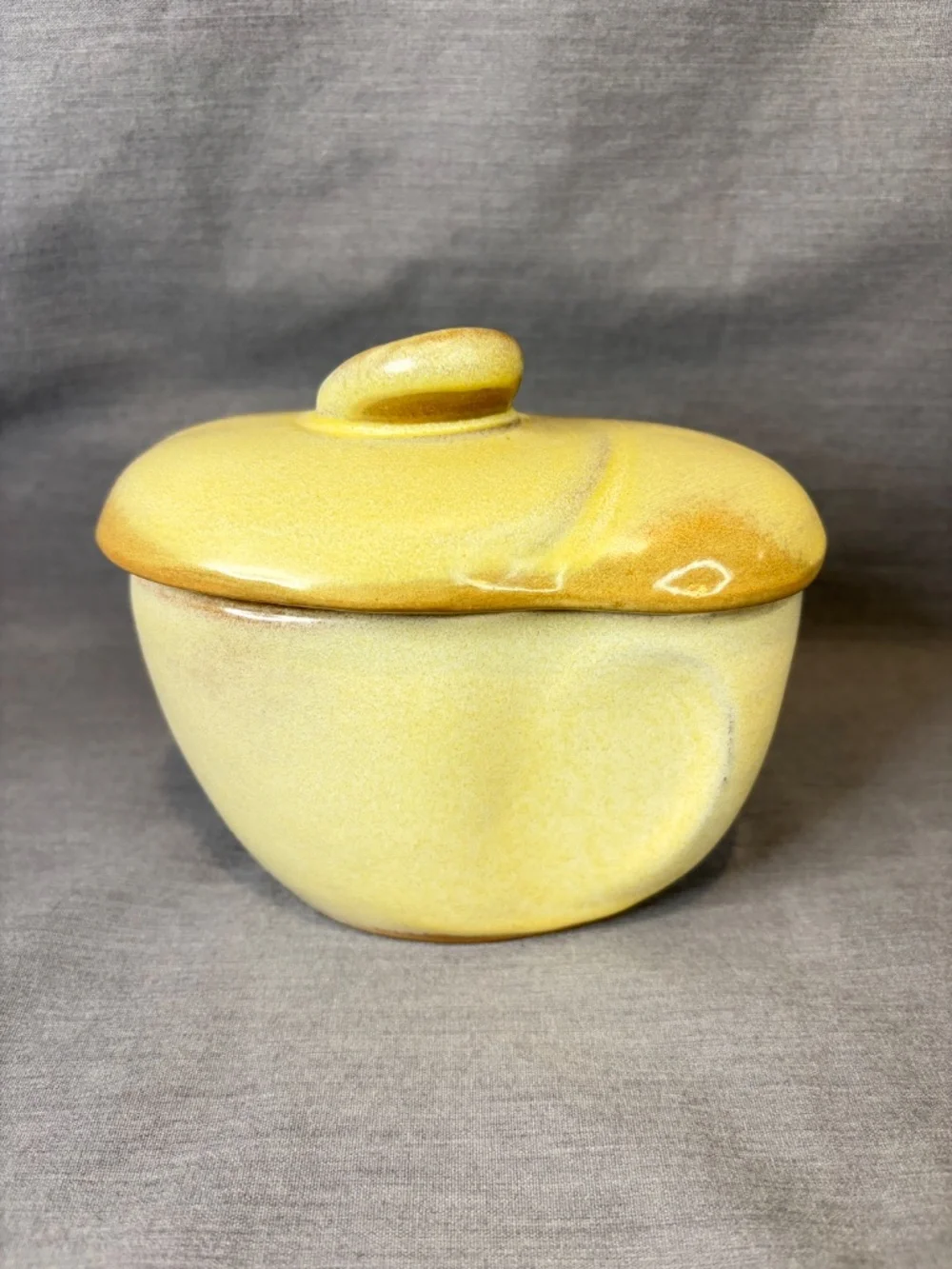 Vintage Frankoma Sugar Bowl 4B Lazy Bones Lidded Desert Gold Pottery